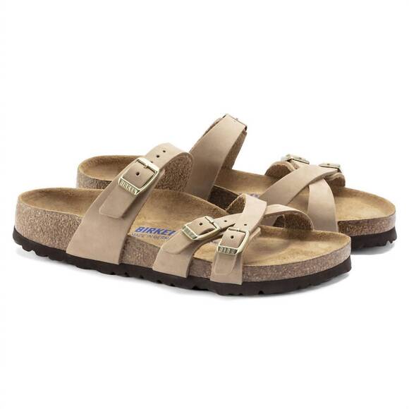 NEW BIRKENSTOCK unisex - franca leather strap sandals - narrow in sandcastle - Picture 4 of 5